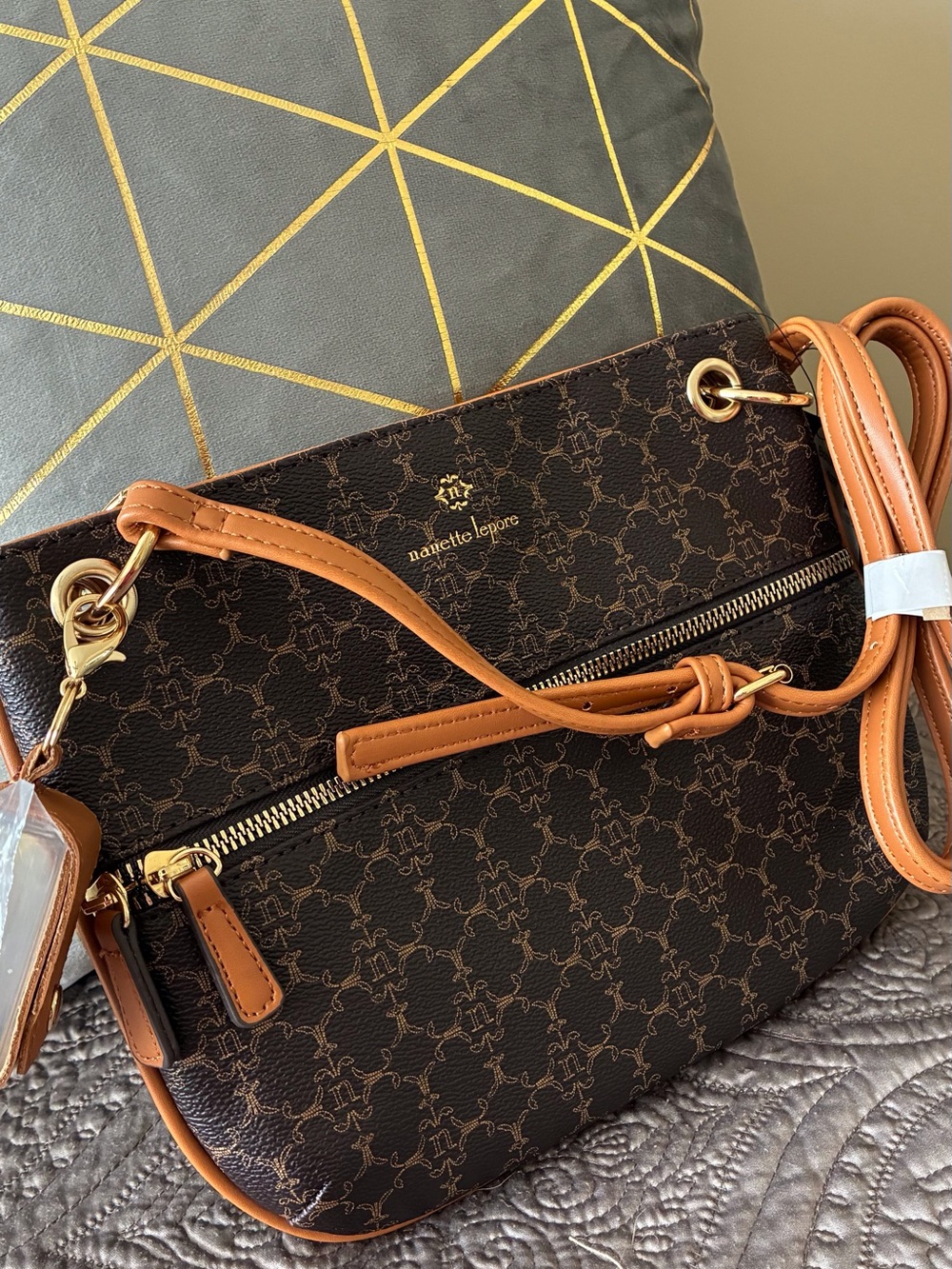 Nanette Lepore Logo Vegan Leather Crossbody